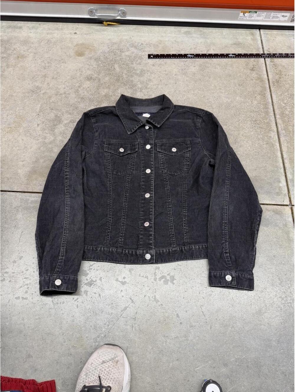 vintage gap courduroy black button down trucker jacket size xl WOMENS